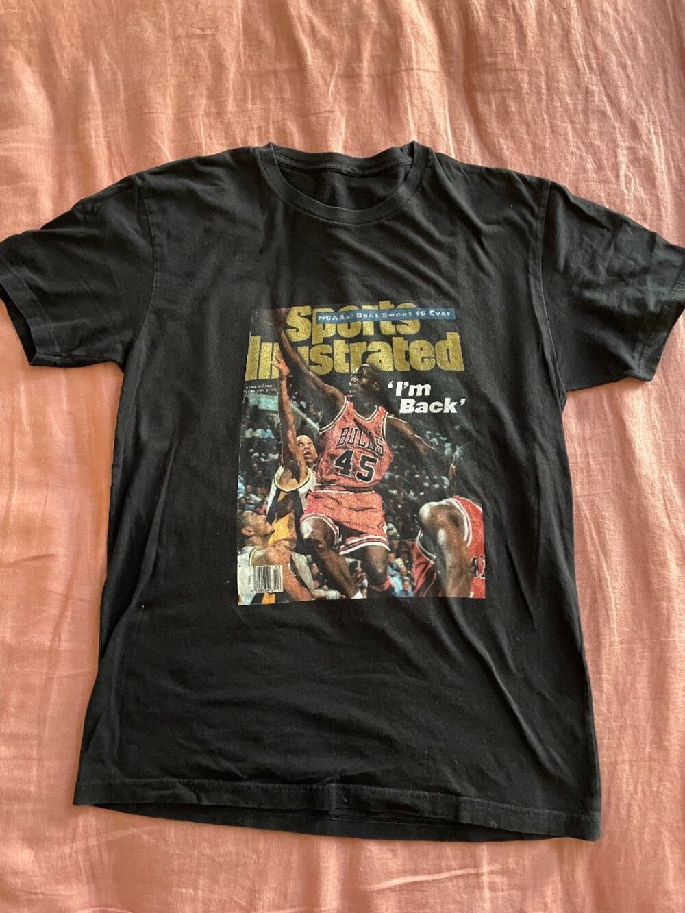 Sports Illustrated Michael Jordan 'I'm Back' Cover Basic Black Tee - Size OS